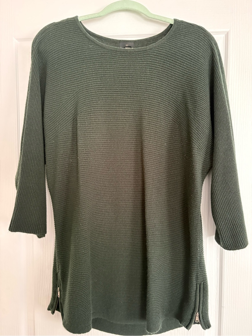 Worthington Dark Olive Ribbed Knit Tunic Sweater
